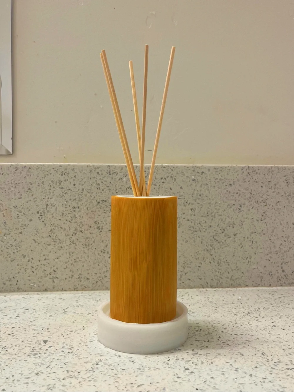 Bamboo Reed Diffuser with White Ceramic Tray - Natural